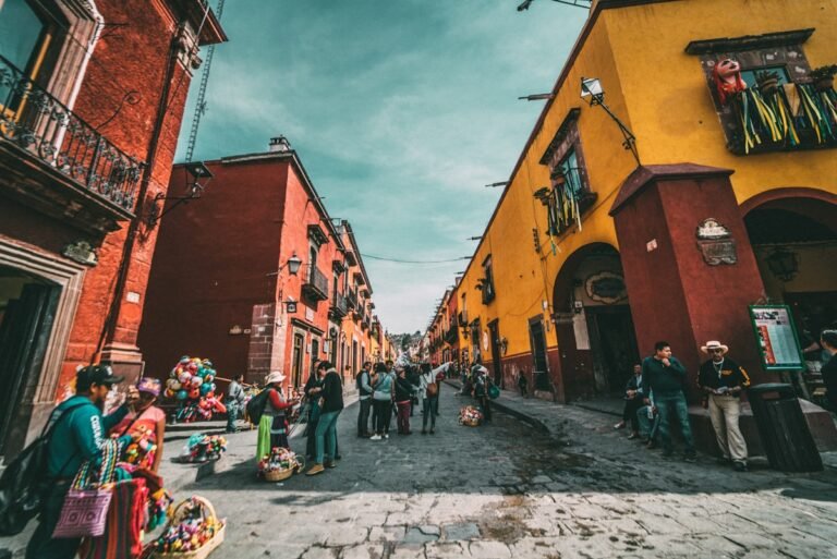 Colourful street in Mexico City, a popular relocation choice for American families