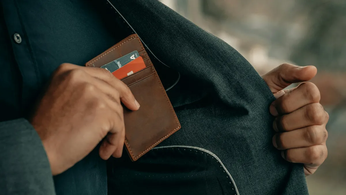 Wallet and bank cards representing international banking
