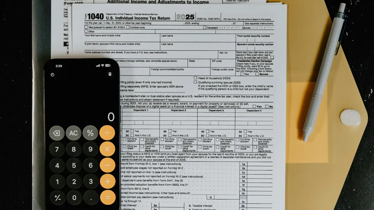 Tax documents and calculator